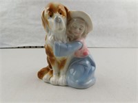 Dog and Girl Glass Figurine