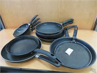 10 ASSORTED FRYING PANS - VARIOUS SIZES