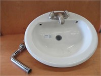 OFF WHITE PORCELAIN TOP MOUNT HAND SINK W TAP