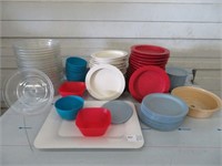 LARGE ASSORTMENT DISHWARE - PLATE COVER & TRAYS