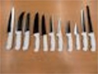 NEW 11 PCE KNIFE SET WITH WHITE NEOPRENE HANDLES