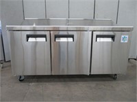 NEW 6' S/S 3 DOOR REFRIGERATED PREP CABINET