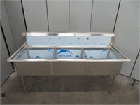 NEW 6 1/2' S/S 3 WELL SINK MODEL LSSX-180