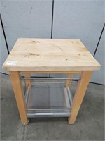 2 TIER BUTCHER BLOCK TOPPED EQUIPMENT STAND