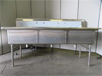 NEW S/S 3 WELL S/S SINK APPROX. 78"