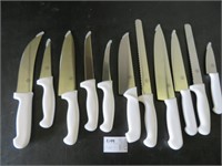 NEW 11 PCE KNIFE SET WITH WHITE NEOPRENE HANDLES