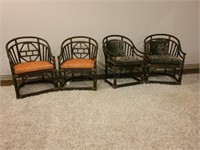 Set of Four Vintage Rattan Chairs in Pairs
