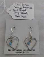 925 Navajo Turquoise Heart Dangle Earrings