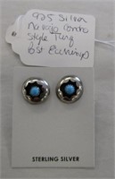 925 Navajo Conche Turquoise Earrings