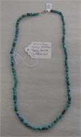 925 Navajo Handmade Turquoise Bead Necklace  24"