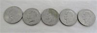 5 Ike Dollars, 1972D,1974D, 1976D, 1977D & 1978D