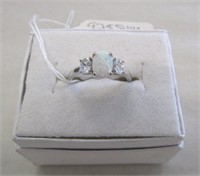 925 Opal & CZ Ring Size 4