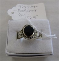 925 Black Onyx Ring Size 5