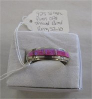 925 Pink Opal Inlaid Band Ring Size 10