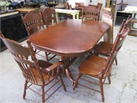 Wood Dining Room Table w/6 Chairs & Leaf