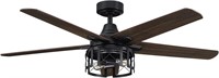 Ceiling Fans with Lights Farmhouse Black Caged