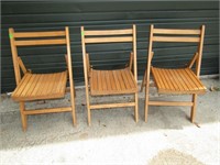 3 Wood Folding Chairs