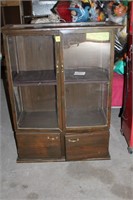 Vintage wood case with glass doors