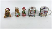 Christmas Ceramic Bells Bear and Mugs