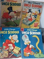 4 vintage DELL WALT DISNEY COMICS UNCLE SCROOGE