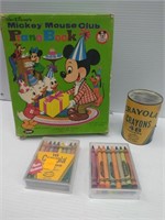 Crayola crayons & Mickey Mouse Club Piano Book