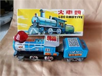 vtg tin litho friction toy train w/orig box!