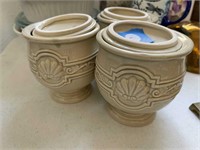 3pc Italian Ceramic Crocks with lids