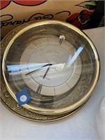 Brass Clock and Decorative Plate