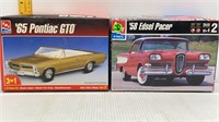 2 PLASTIC MODEL CARS-'65 PONTIAC GTO-'58 EDSEL