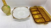 3-VINTAGE GLASS BOWL-AVON GLASS DOME-RELISH DISH