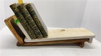 2-NEW CUSTOM MADE BOOK STANDS WITH 3-1800s BOOKS