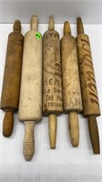 5-VINTAGE WOODEN ROLLING PINS