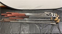 14PC. VTG GOLF CLUBS BURKE WITH BALL RETRIEVER