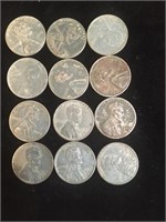 Twelve Steel Cents / Pennies