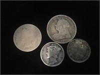 Three Silver Coins & "V" Nickel