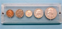 1958 Proof Set  ( 5 coins Cent-Half Dollar)
