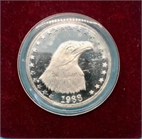 .999 1 ounce Pure Silver Round Eagle Head 1988