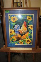 Rooster Needle Point Framed