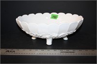 Footed Indiana Milk Glass Serving Bowl