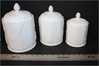 Indiana Milk Glass Canisters w/Lids  3
