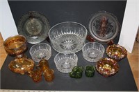 Carnival Glass Candle Holders 2 & Misc