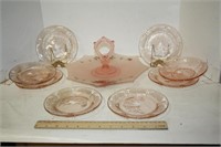 Frosted Pink Tidbit & Pink Depression Plates
