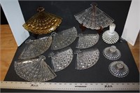 Fan Shaped Glass Serving Dishes, Candle Holders