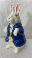 White Rabbit with Blue Coat Jar