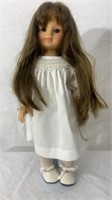 Doll in White Dress with Doll Stand