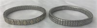 2 Stainless Steel Bracelets one with 14k pieces