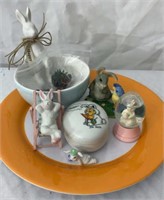 Orange Plate with Decorative Rabbit Pieces