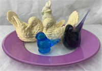 Purple Plate with Decorative Bird Pieces