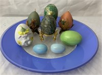 Blue Plate with Decorative Eggs