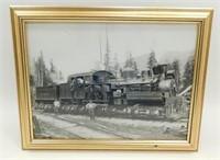 * Vintage Black & White Sauk River Lbr. Co. Train